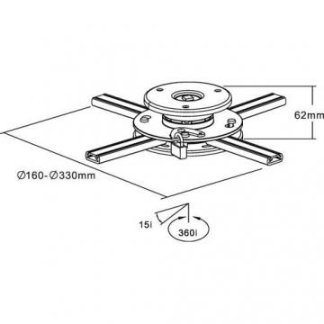 Deckenhalterung für Beamer, max. 20kg mit Schloss Superflach von HALTERUNGSPROFI - 2