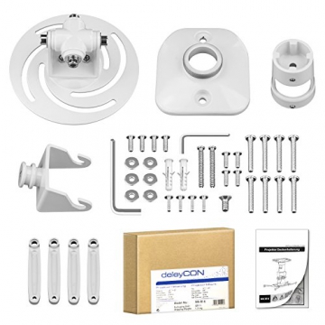 deleyCON Universal Beamer / Projektor Deckenhalterung / +-25° Neigbar - 360° Schwenkbar - bis 15Kg - Deckenabstand 225mm - Kabelführung - Weiß - 6