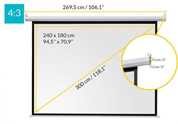 ivolum Motorleinwand 240 x 180cm Nutzfläche | Format 4:3 | elektrische Leinwand als Heimkino-Leinwand oder Business-Leinwand nutzbar | komfortable Bedienung inkl. Fernbedienung - 2